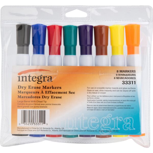 Integra  Dry-Erase Marker, Large Barrel, Chisel Tip, 8 Color/ST, AST Thumbnail