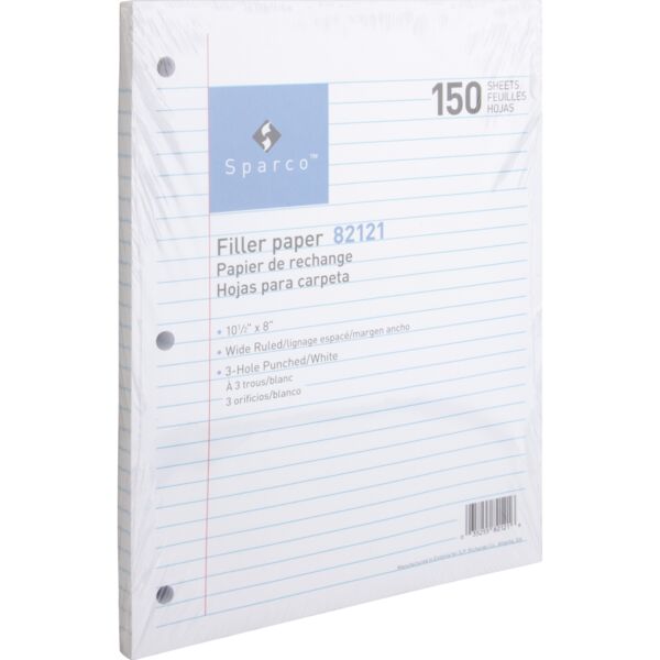 Sparco  Filler Paper, Wide-Ruled, 16lb., 10-1/2"x8", 150/PK, WE Thumbnail