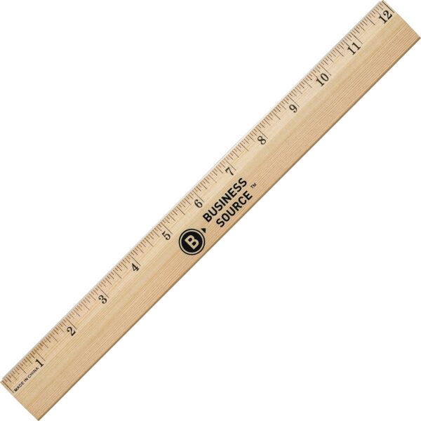 Business Source  Wood Ruler, Brass Edge, Beveled, Scaled 1/16", Brown Thumbnail