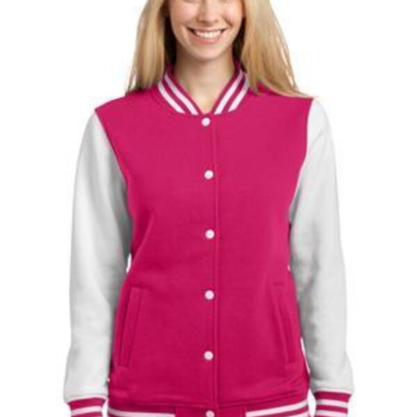 Ladies Fleece Letterman Jacket Thumbnail